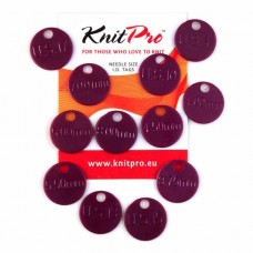 Метки для спиц Knitpro 4мм, 5мм, 6мм, 8,75мм, 10мм, 12мм по 2шт, пластик, темно-розовый, уп.12шт (10702)