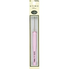 Крючок для вязания с ручкой ETIMO Rose 2,2мм, алюминий/пластик, серебристый/розовый (TER-04e)
