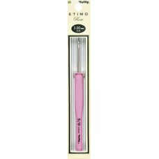 Крючок для вязания с ручкой ETIMO Rose 3,0мм, алюминий/пластик, серебристый/розовый (TER-06e)