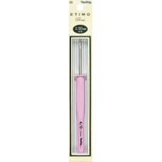 Крючок вязальный Tulip с ручкой ETIMO Rose 2,5мм, алюминий/пластик, серебристый/розовый 2мм (TER-05e)